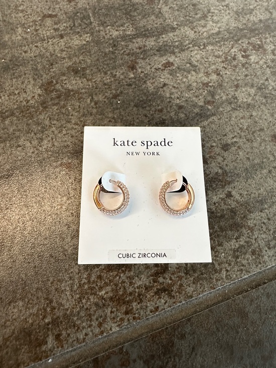kate spade Jewelry - kate spade Rose Gold Pavé Hoop Earrings NWT